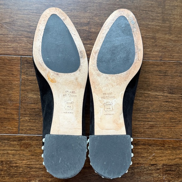 Stuart Weitzman Black Suede Pearl Detail Ballet Flats Women’s Size 6.5 Slip On - Picture 4 of 7